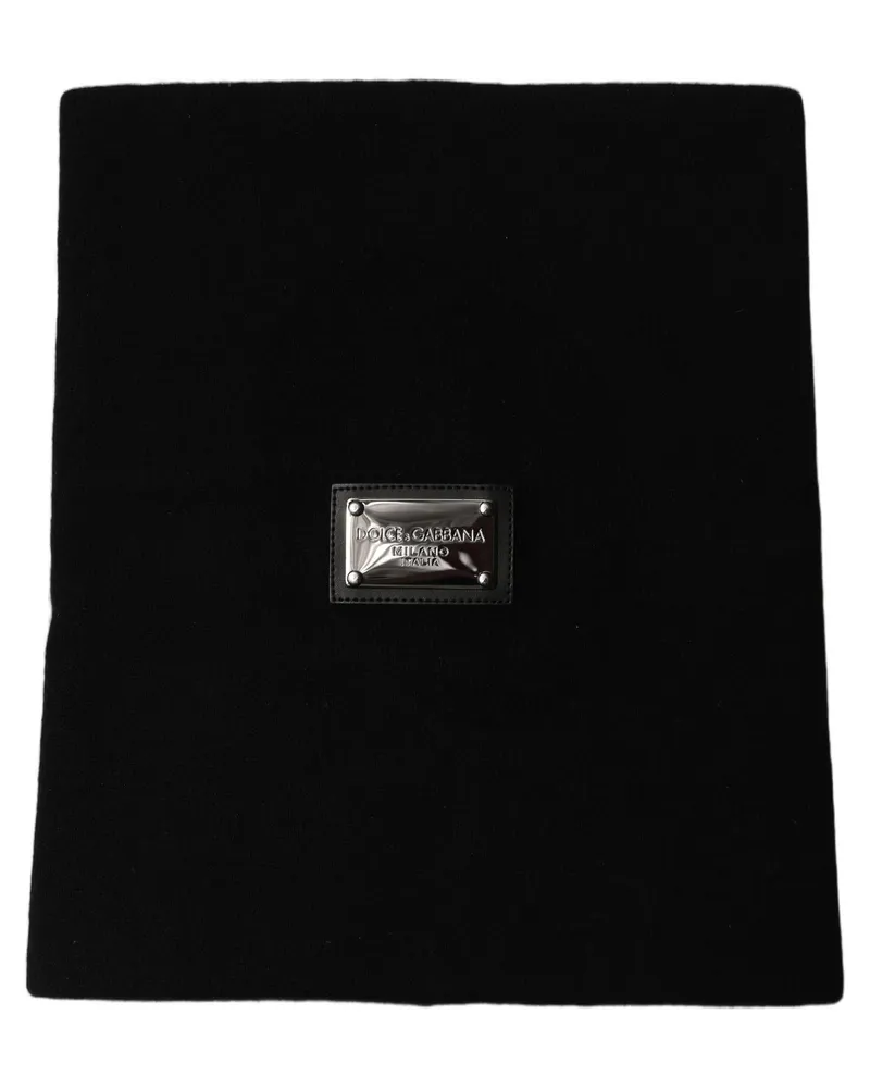 Dolce & Gabbana Logo Plaque Cashmere Neck Warmer — Black Black
