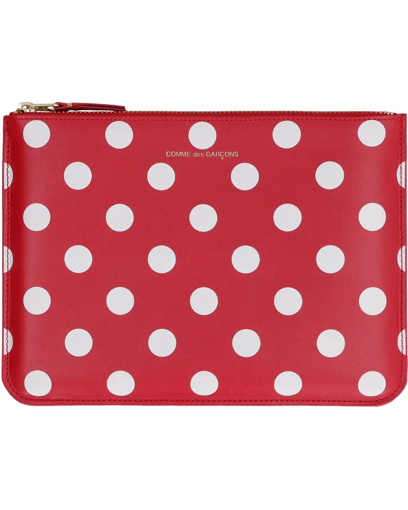 Comme des Garçons Men's Leather Pouch Red Cow Hide Clutch Bags Red