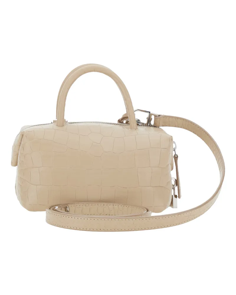 Max Mara Women's Handbag Holdall Beige Crocodile-Embossed Leather Lambskin Handbags Hand Bags Beige