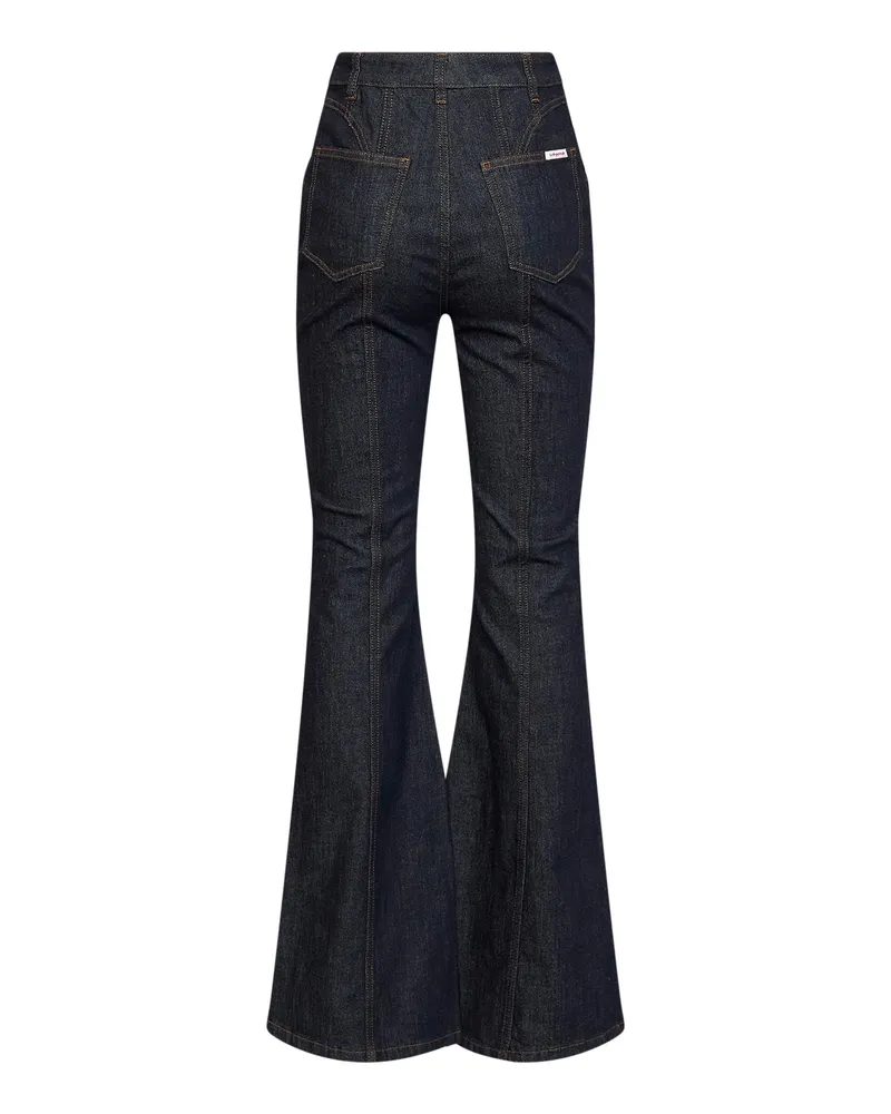 Self-Portrait Women's Flared Jeans Indigo Denim Blue Cotton Blue