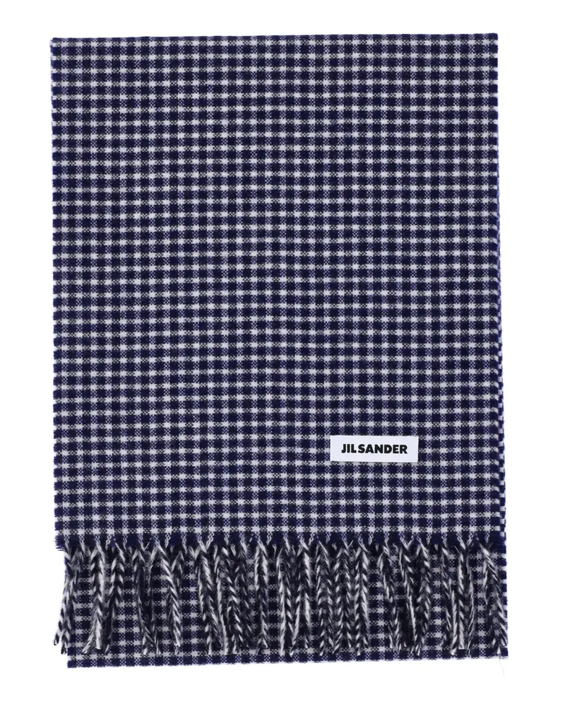Jil Sander Men's Scarfs Blue Virgin Wool Navy