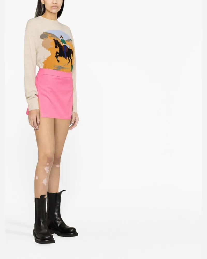 Palm Angels Stripe-Detail A-Line Mini Skirt — Pink Pink