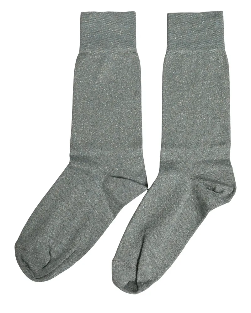 Dolce & Gabbana Women Gray Viscose Logo Mid Calf Accessory Socks Clothing Gray