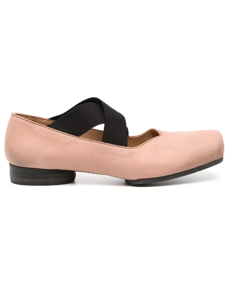Uma Wang Calf Suede with Crossover Strap Ballet Flat — Beige Beige