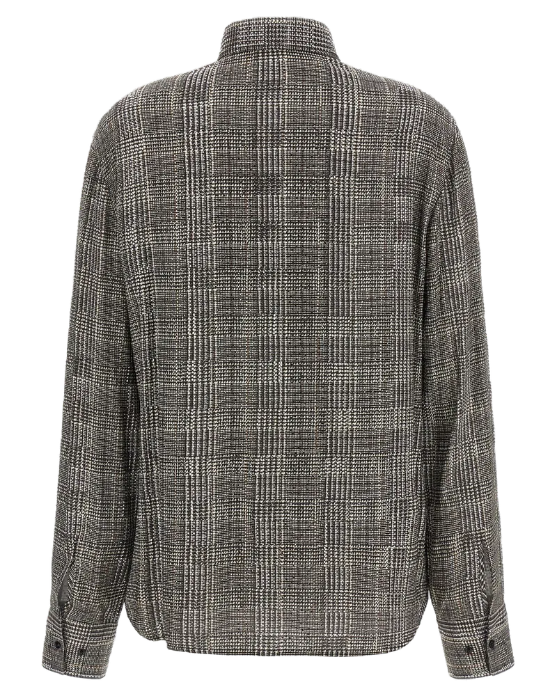 Ermanno Scervino Rhinestone-Embellished Prince of Wales Blouse — Gray 