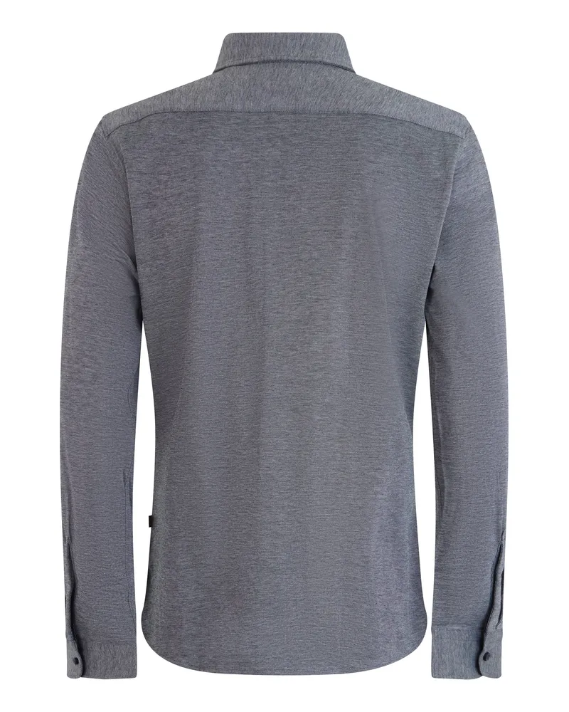 HUGO BOSS Men Cotton Jersey Long-Sleeve Shirt Dark Blue Gray