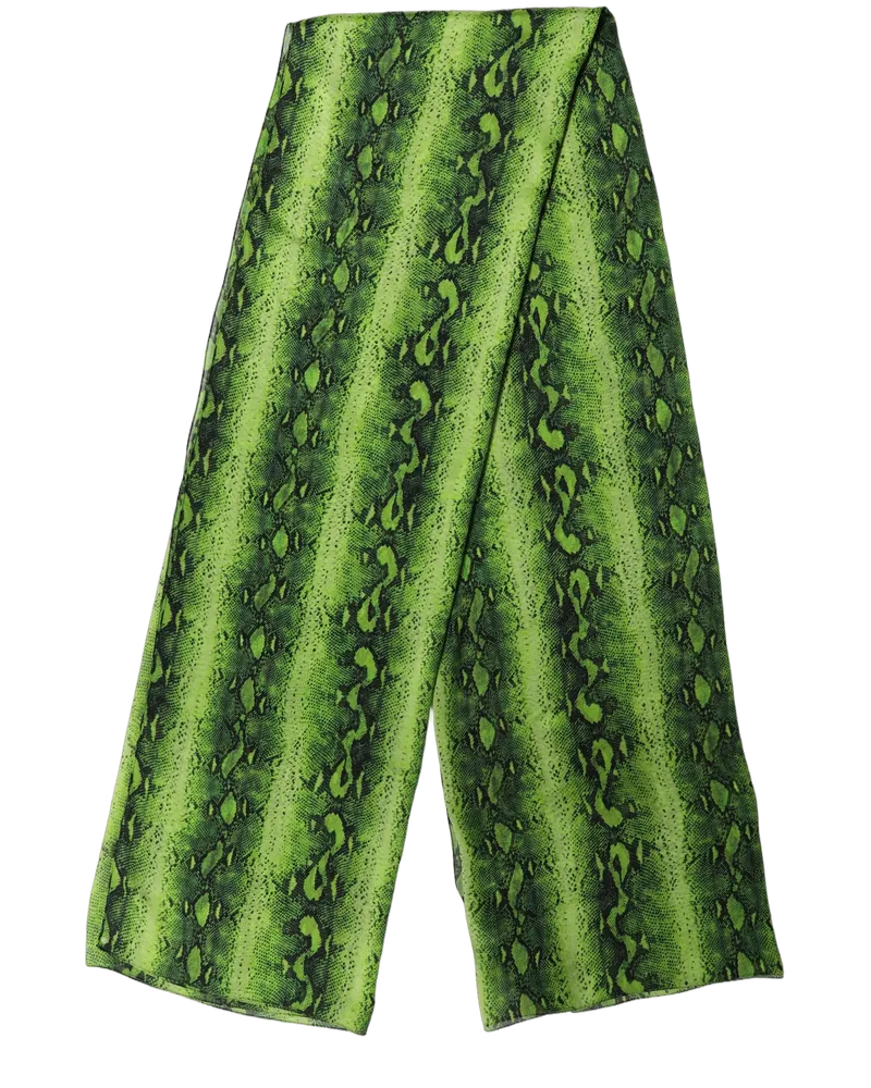 Dolce & Gabbana Python-Print Silk Scarf — Green Green