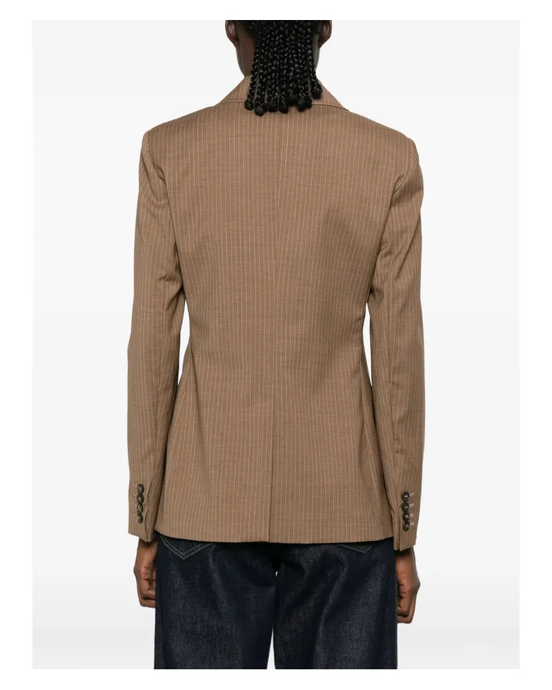 Max Mara Virgin Wool Pinstripe Blazer — Brown Brown