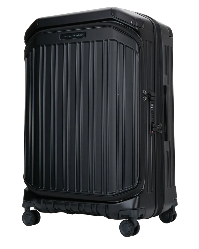 Piquadro Men's Trolley Medio Front_middle Open 4 Ruote Polic_esp No Valigie Suitcases Black