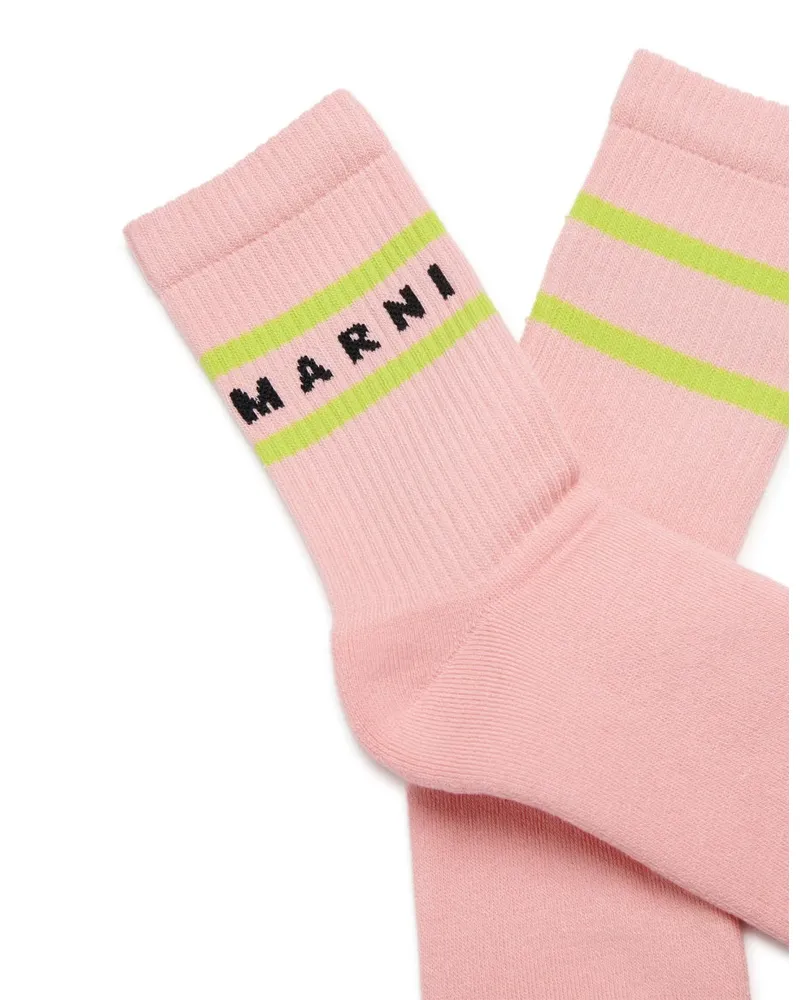 Marni Logo-Print Cotton Blend Socks — Pink Pink