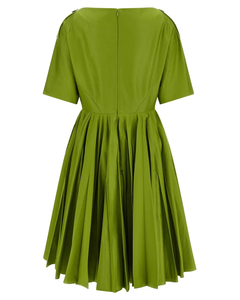 Prada Cotton Pleated Dress — Green Green