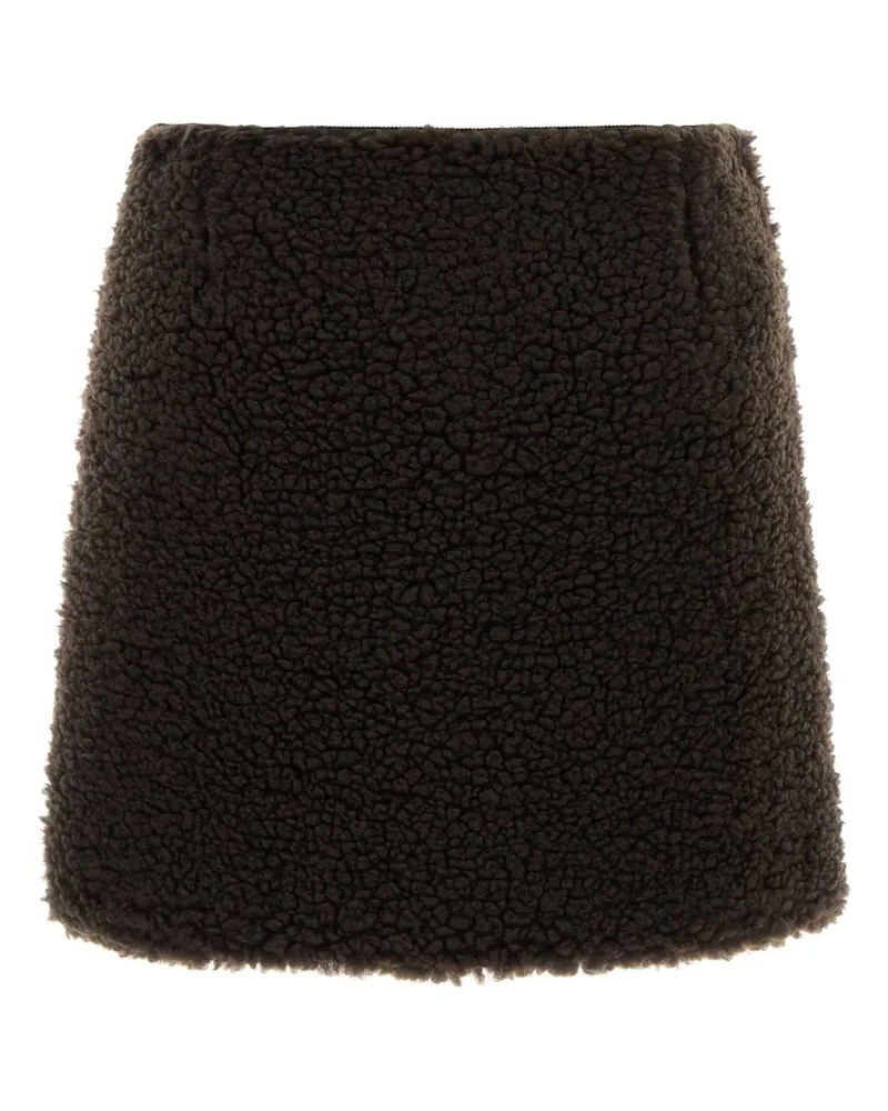 Moncler Chocolate Teddy Fabric Skirt Darkbrown