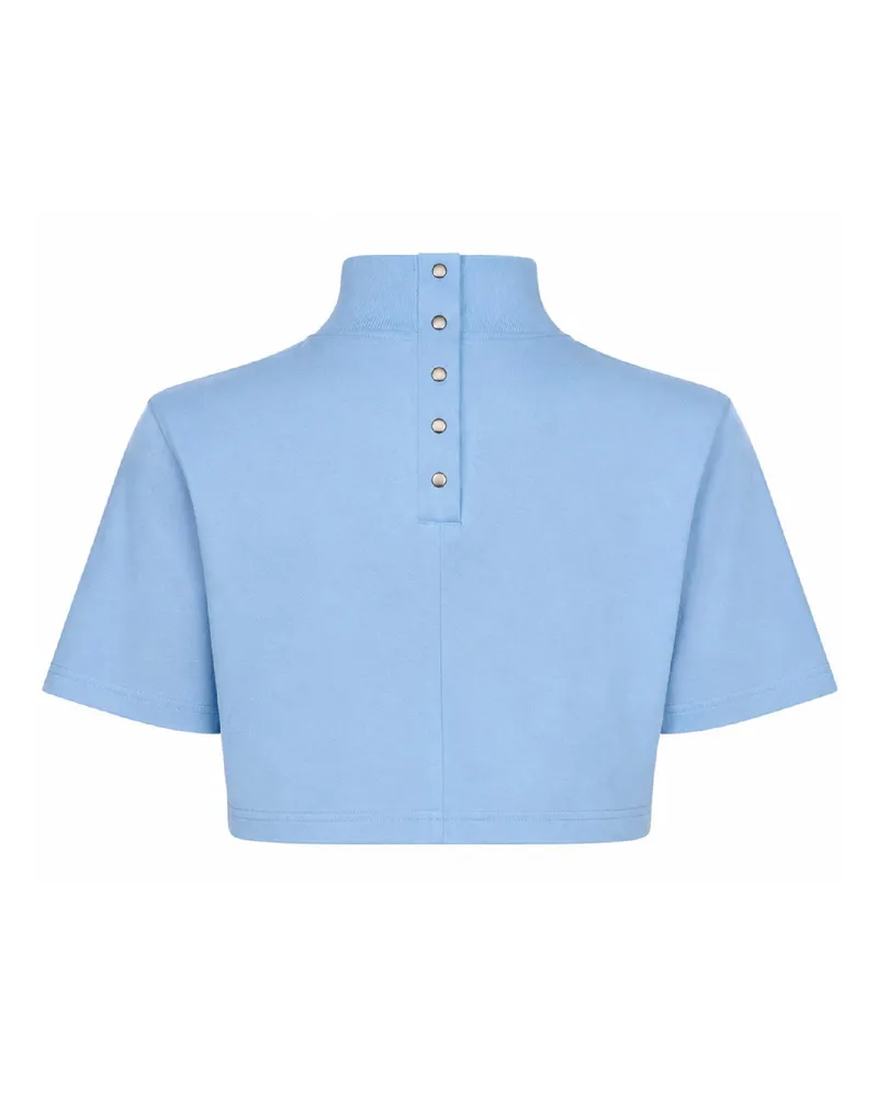 Alaïa Women's Cropped T-Shirt Light Blue Cotton T-Shirts & Jerseys Blue
