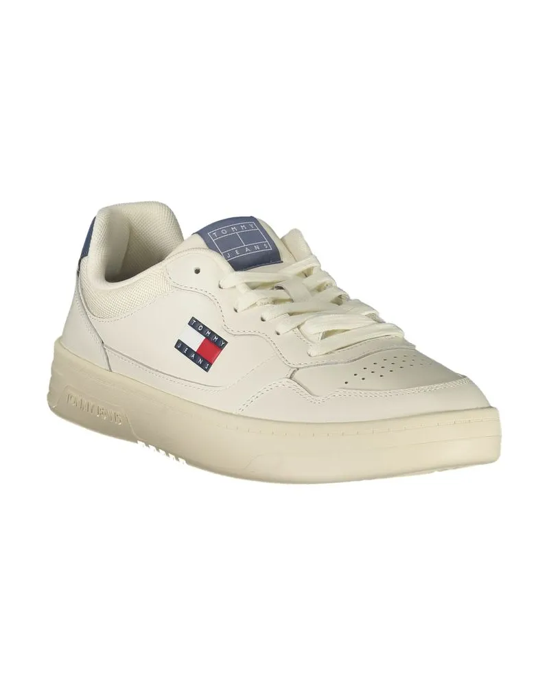 Tommy Hilfiger Logo-Accented Leather Blend Sneakers — White White