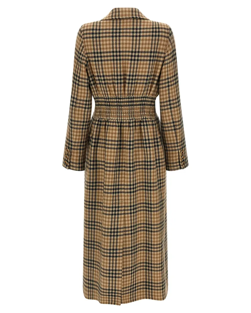 Valentino Garavani Houndstooth Wool Coat — Beige Beige