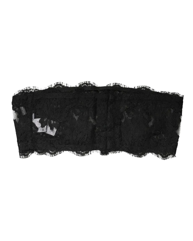 Dolce & Gabbana Women Black Lace Bandeau Bra Tube Top Underwear Rayon Nylon Viscose Cotton Black