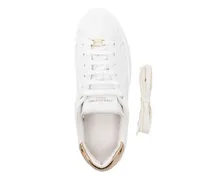 Metallic Heel-Accent Platform Sneaker — White
