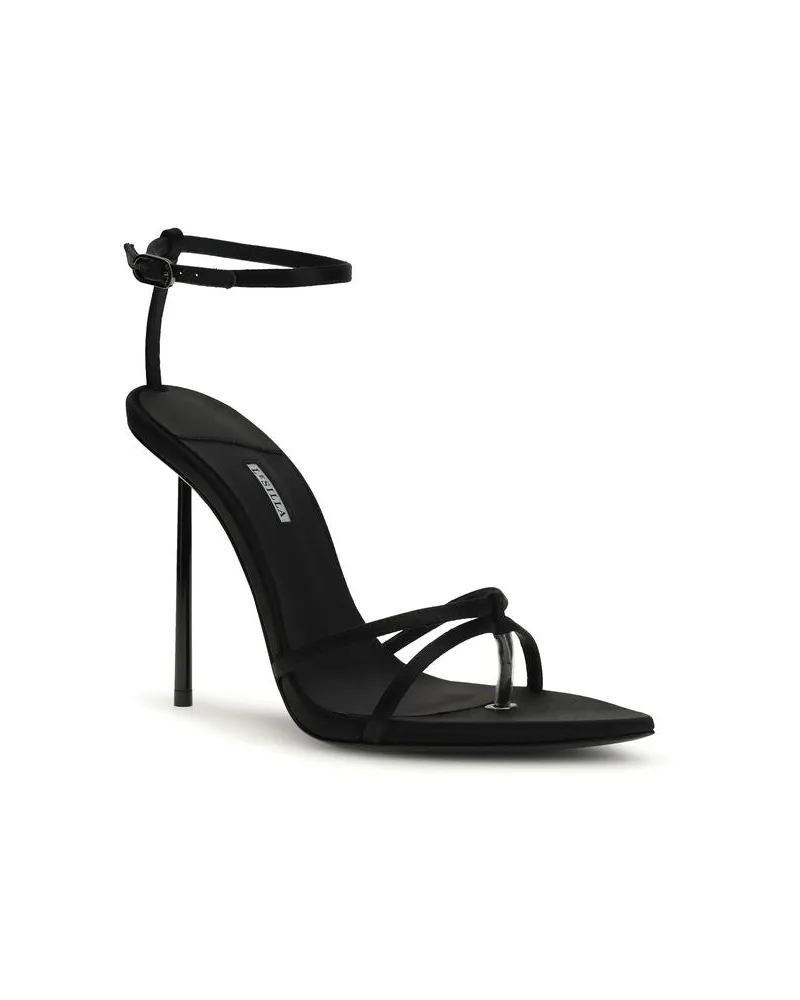 Le Silla Women's Black Silk Stiletto Heel Sandals Black