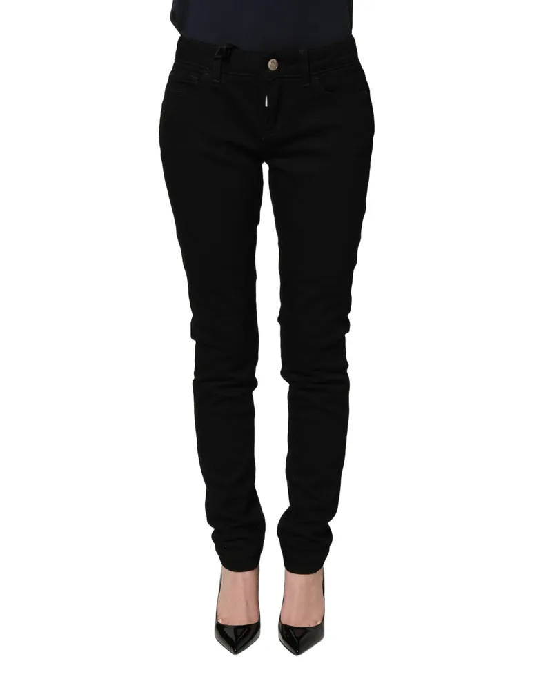 Dolce & Gabbana Women's Black Queen Embroidery Pretty Denim Jeans Cotton Elastane Clothing Black