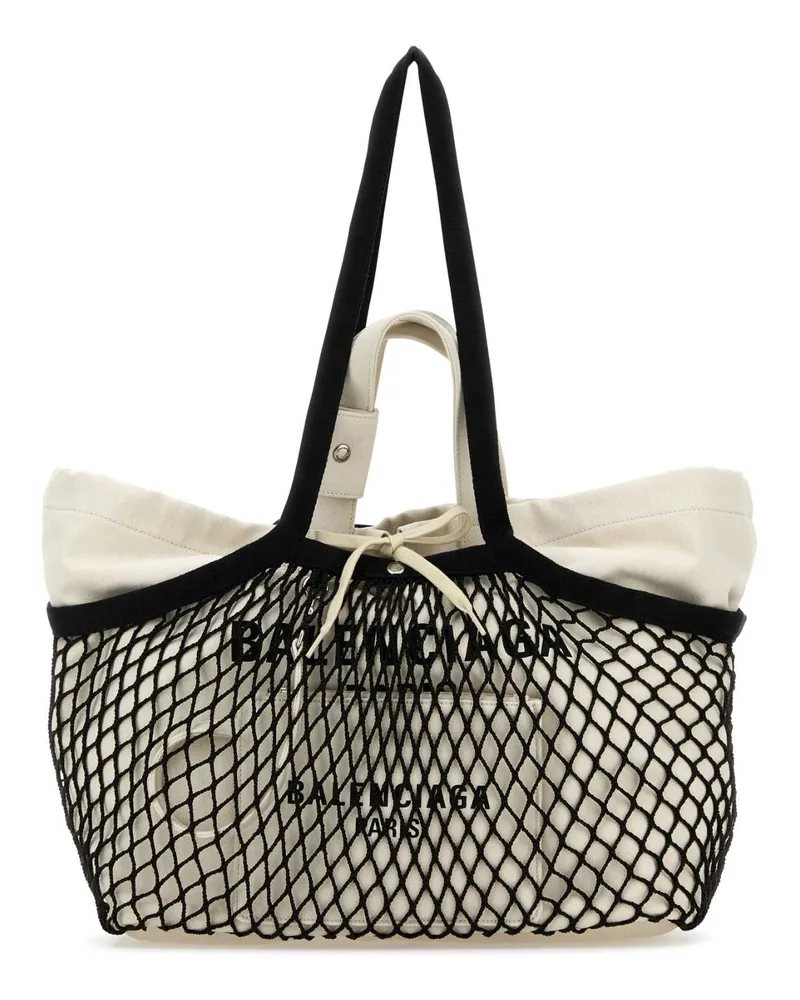 Balenciaga Mesh Cotton Tote Bag — Black Black