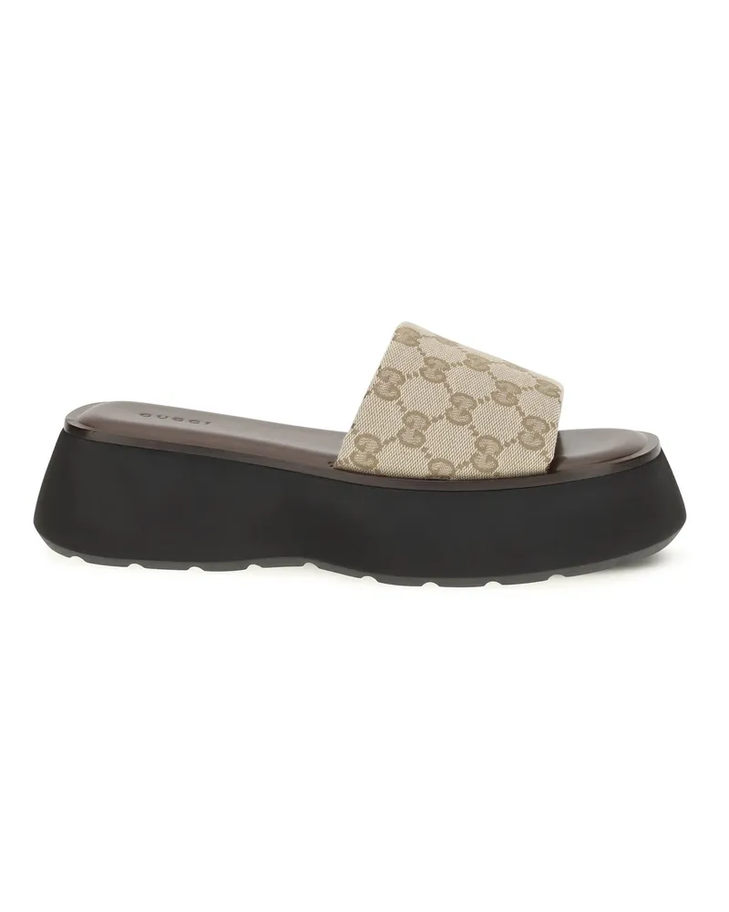 Gucci Women's Sandals Oversized Sole Slider Vintage Sand Upper: Fabric Beige