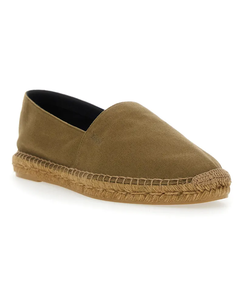 Saint Laurent Men's Brown Espadrilles With Cassandre Embroidery Cotton Shoe Brown