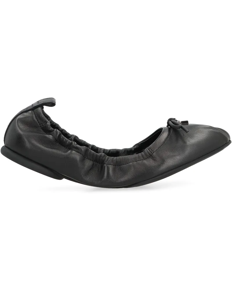 Hogan Women's Leather Ballet Flats Black Ballerina Shoes Black