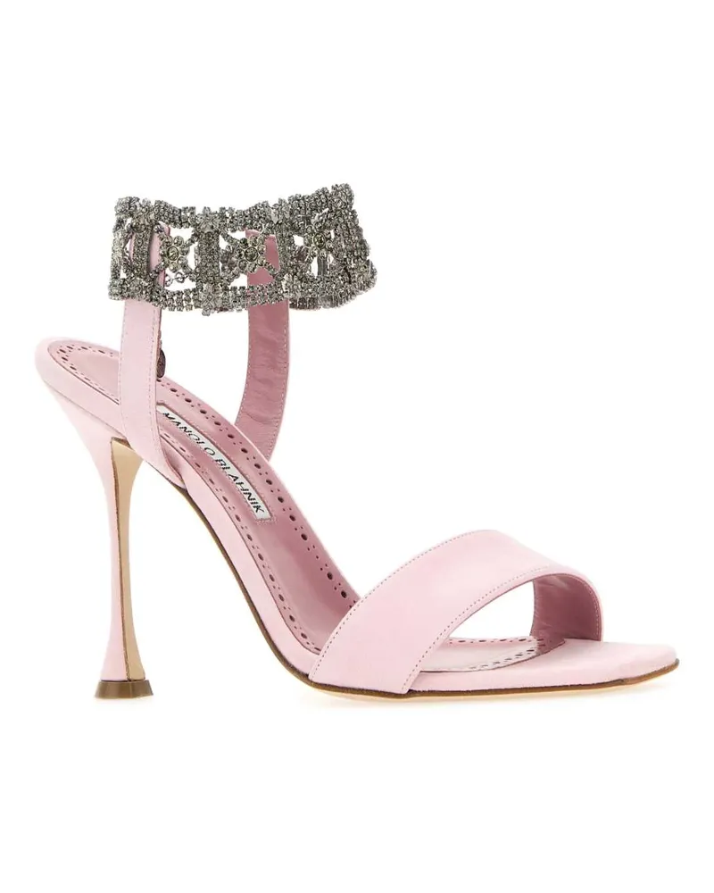 Manolo Blahnik Women's Pastel Pink Suede Lierasan Sandals Lpnk Sandali Pink