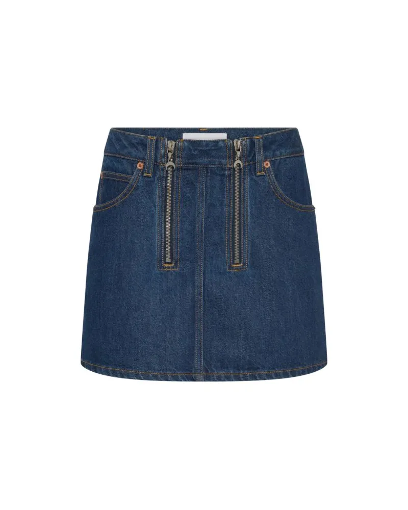 Marine Serre Denim with Zip Detail Mini Skirt — Blue Blue