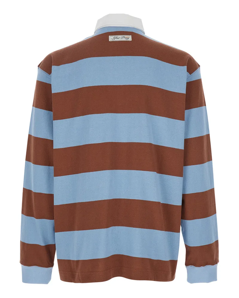 AFTER PRAY Men's Multicolor Polo Shirt With Logo Cotton T-Shirts And Polos Brown