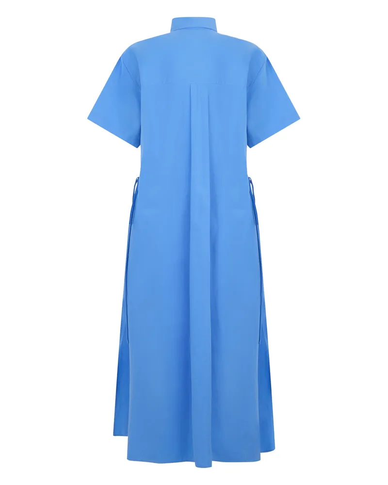 Ralph Lauren Women's Midi Dress With Drawstring Southport Blue Cotton Blue