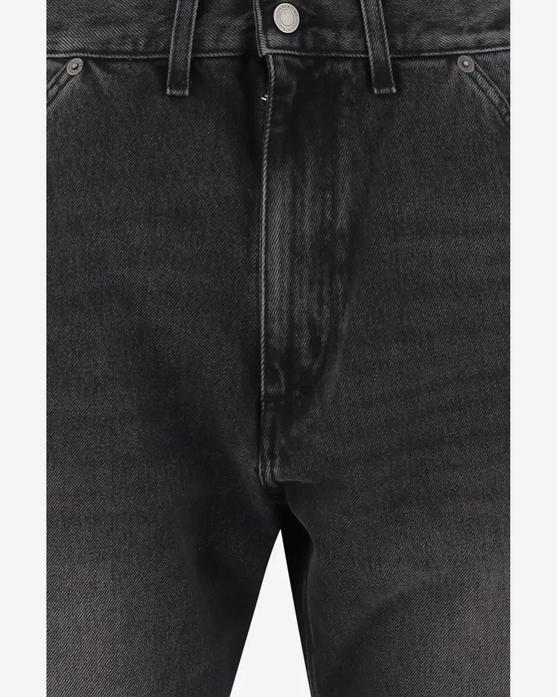 Haikure Men's Black Washed Cotton Jeans Trousers Black
