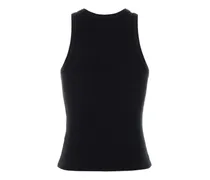 Women's Logo-Embroidered Stretch Cotton Tank Top Black Elastane Sweater