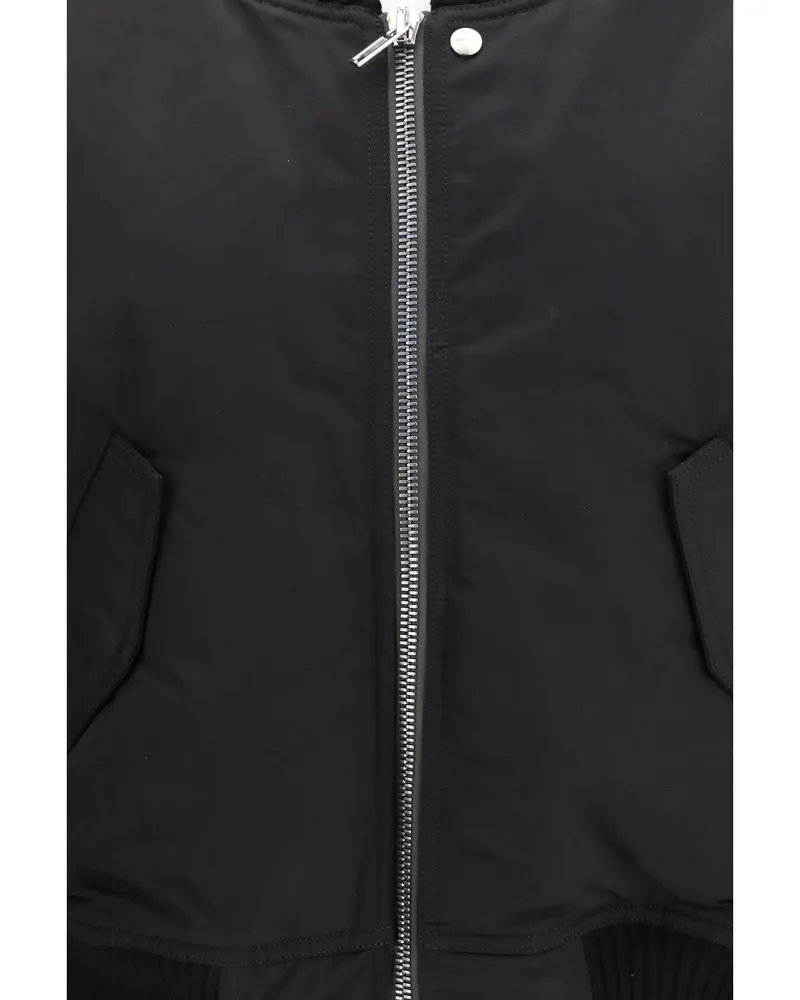 Rick Owens Men's Bomber Jacket With Gathered Sleeves Black Polyester Black