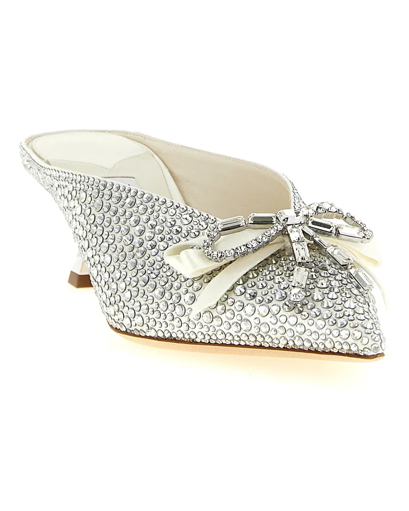 Jimmy Choo Women's Silver Tencel Mid Heel Pumps Silver