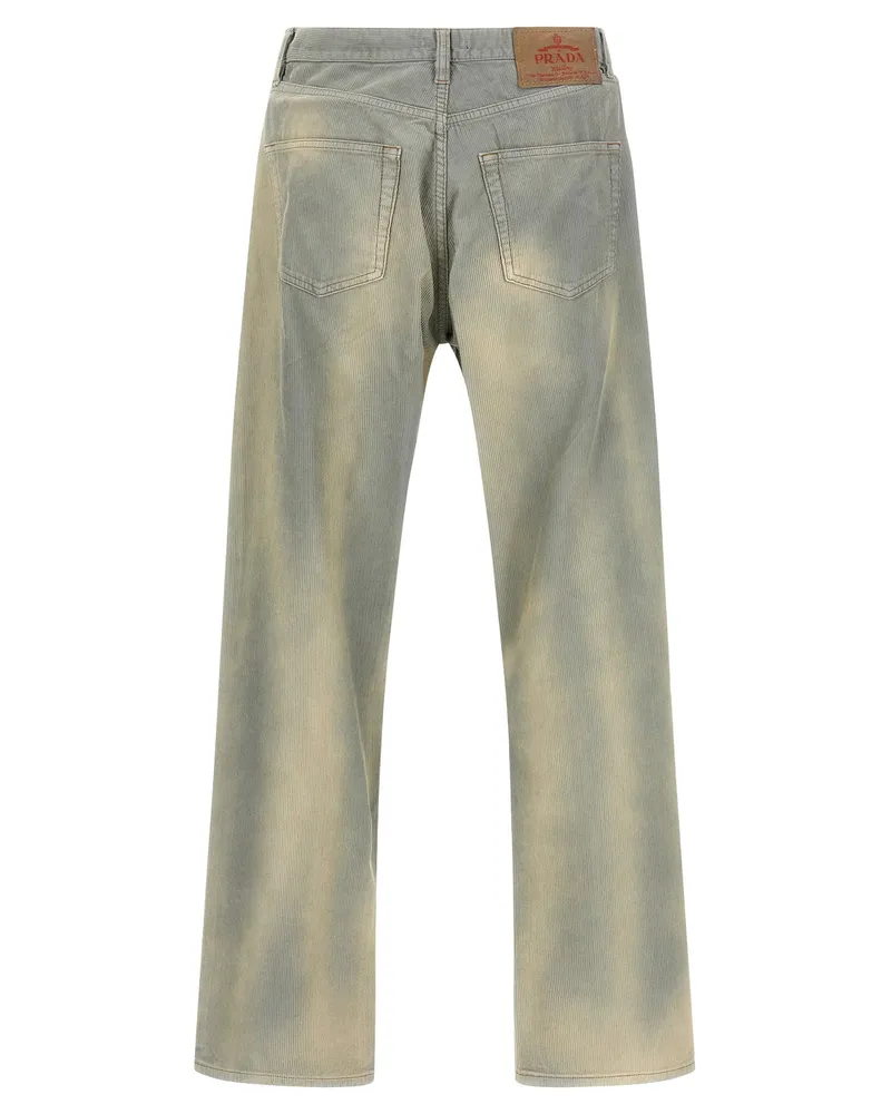 Prada Stonewashed Corduroy Trousers — Sage Sage