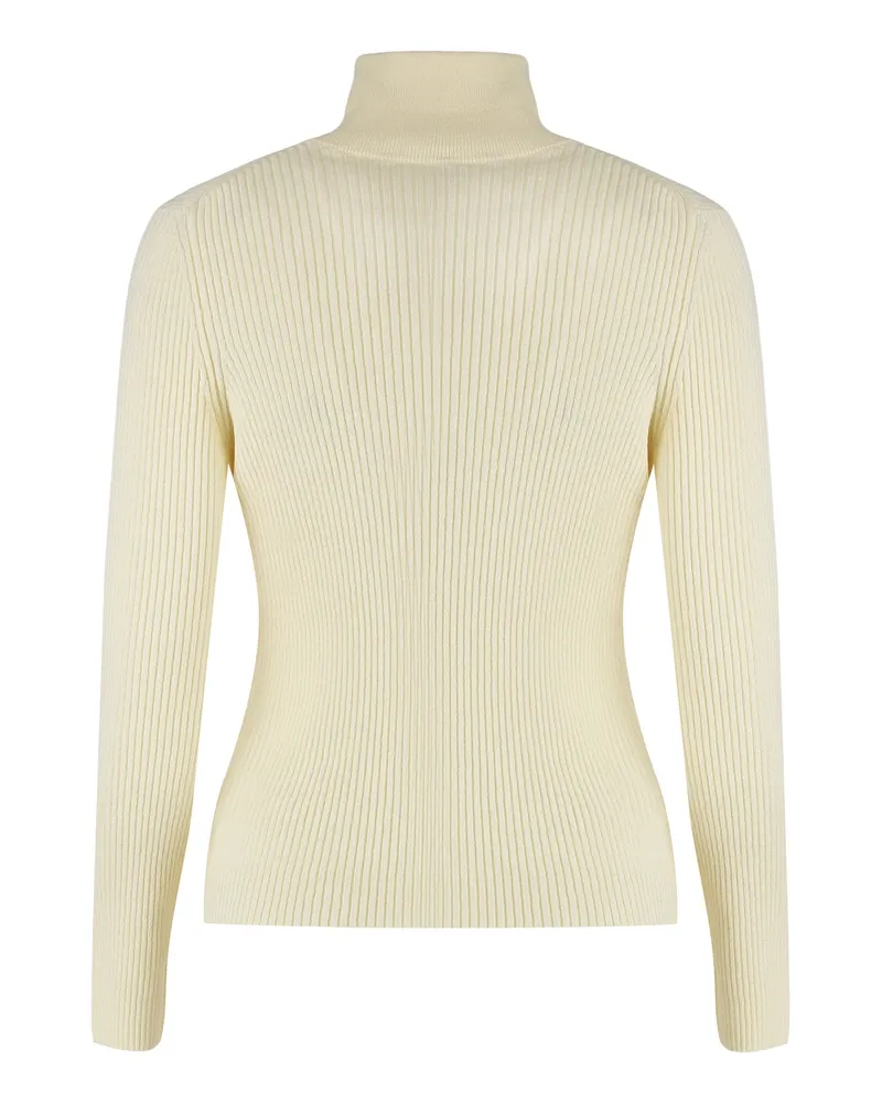 Celine Women's High-Neck Wool Top White Knitwear Sweater White