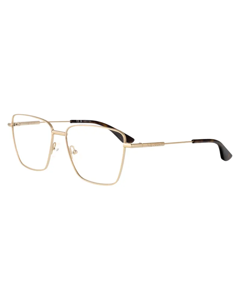 Alexander McQueen Women's Sunglasses Am0503o Gold-Transparent Gold-Gold-Transparent Metal Glasses & Frames Gold/gold/transparent Gold