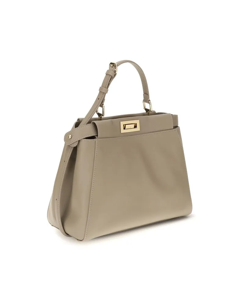 Fendi Calfskin Leather Shoulder Bag — Beige Beige