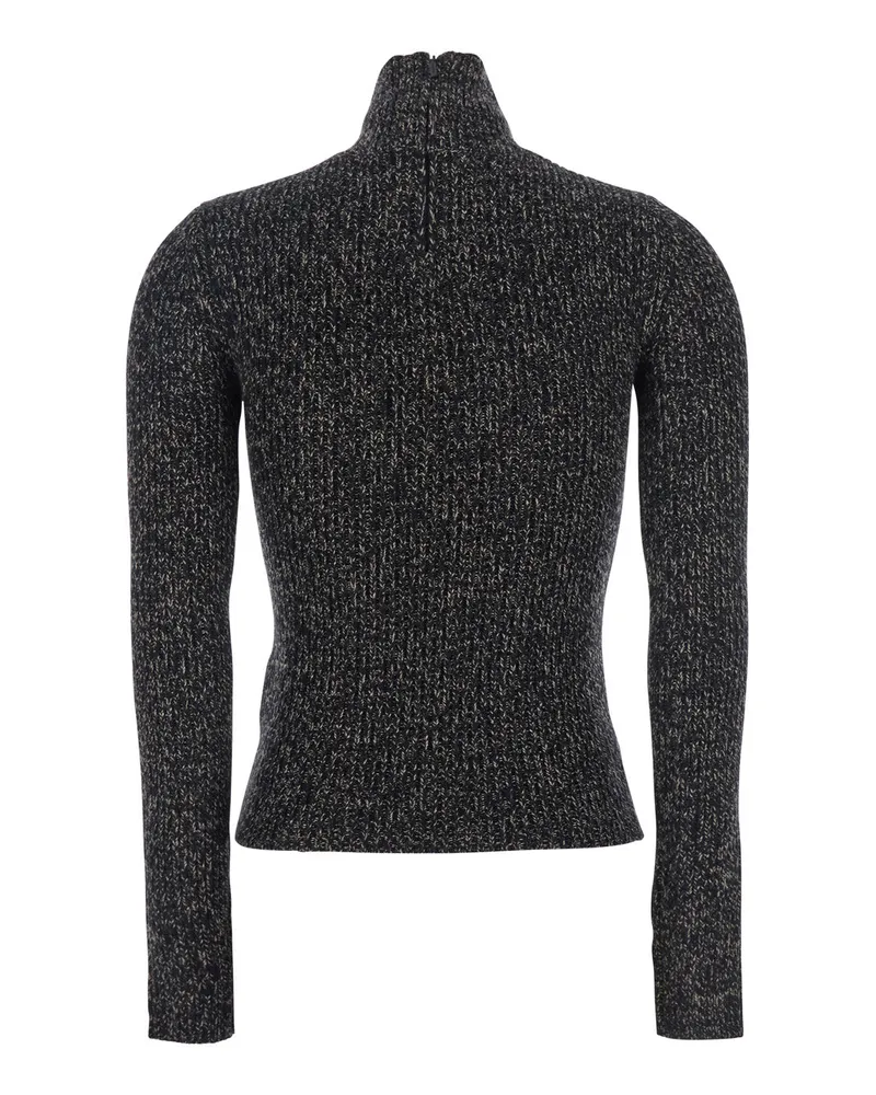 Max Mara Ribbed Wool-Cashmere Turtleneck Sweater — Gray Gray