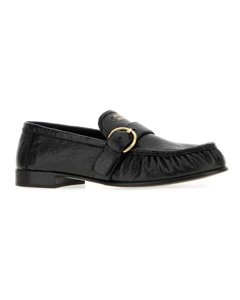 Miu Miu Leather Loafer — Black Black