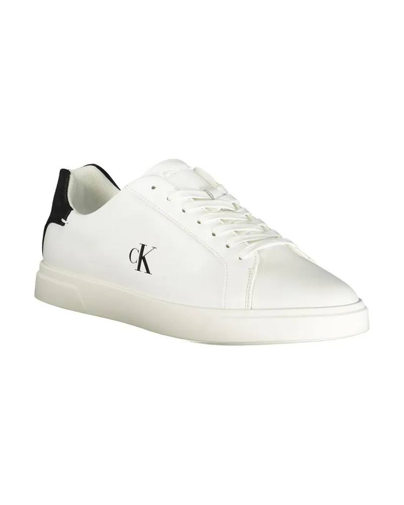 Calvin Klein Logo-Print Leather-Blend Sneaker — White White