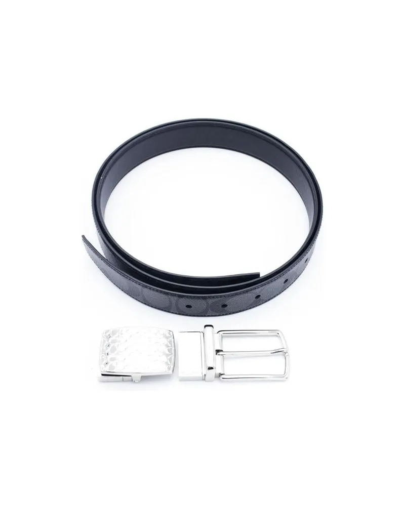 Coach Men's Belt Charcoal-Black Leather Accessories Black