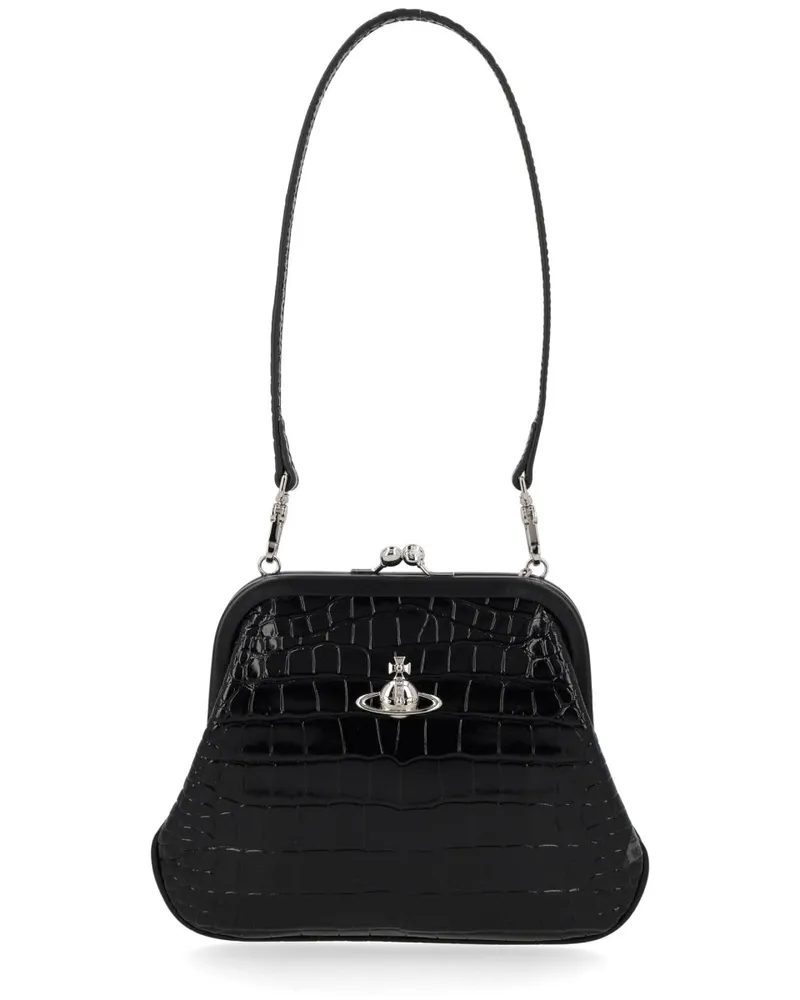 Vivienne Westwood Women's Viviennes Leather Clutch Bag Black Calf Shoulder Black