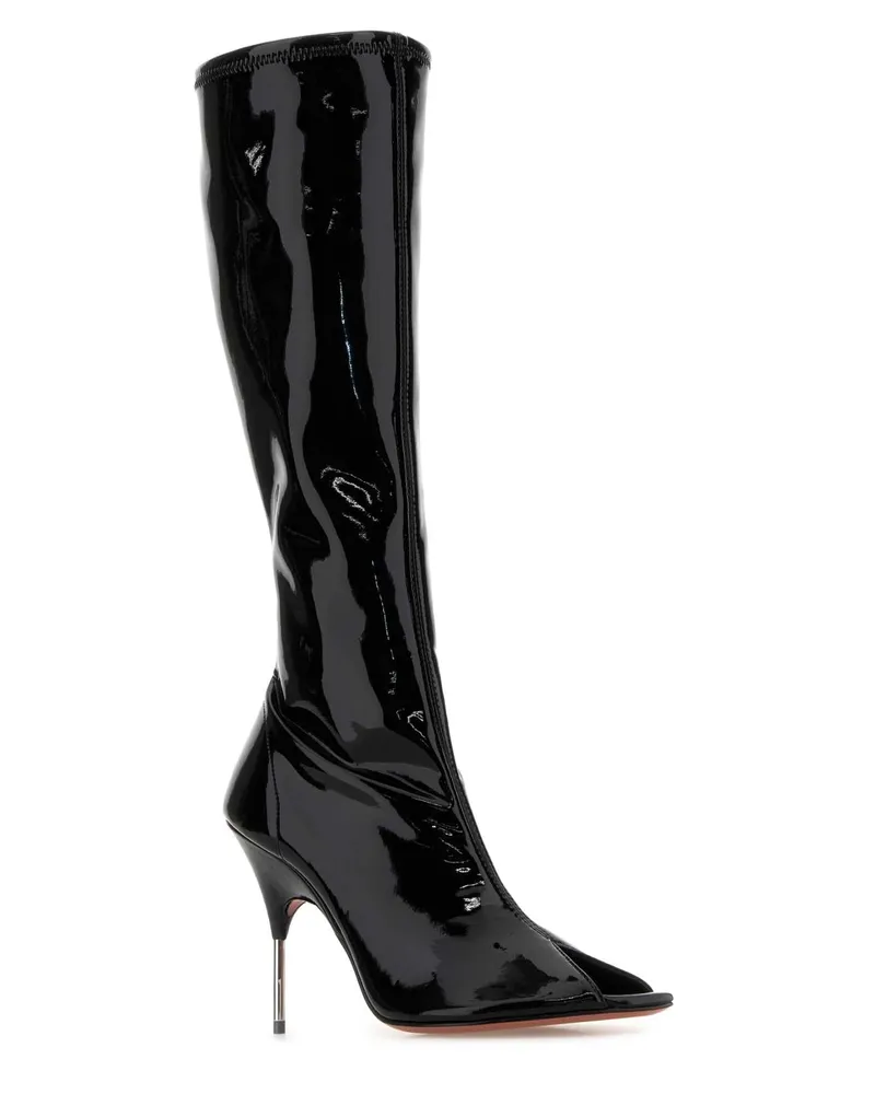 Amina Muaddi Brunastrehighboot Bla95pyrh Black95mmpyramidheel Scarpe Con Tacco High Heel Shoes Black
