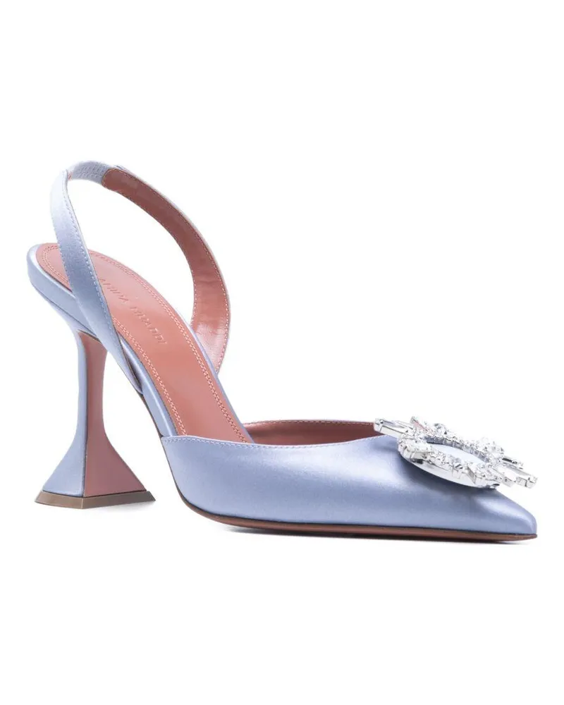 Amina Muaddi Women's Décolleté Begum Sling 95 Grey Pumps High Heel Shoes Blue
