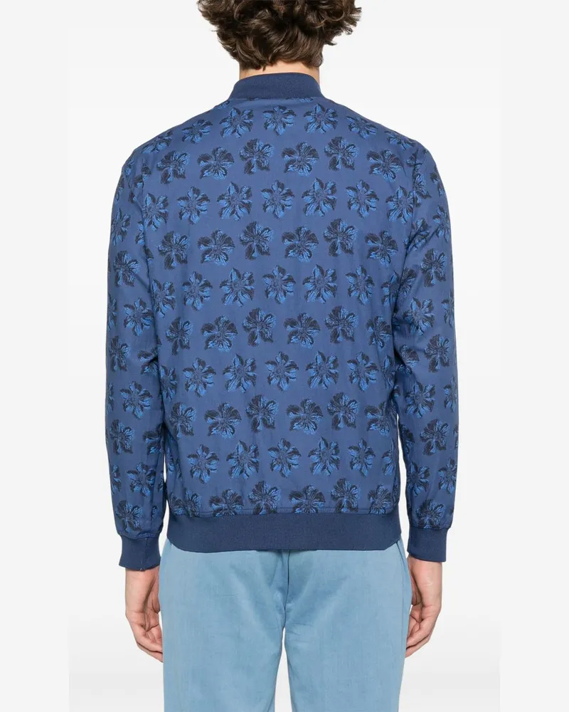 Kiton Women's Floral-Print Bomber Jacket Ss25 M Navy