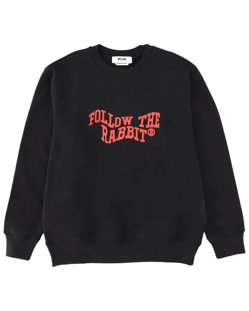 MSGM Graphic Cotton Sweatshirt — Black Black