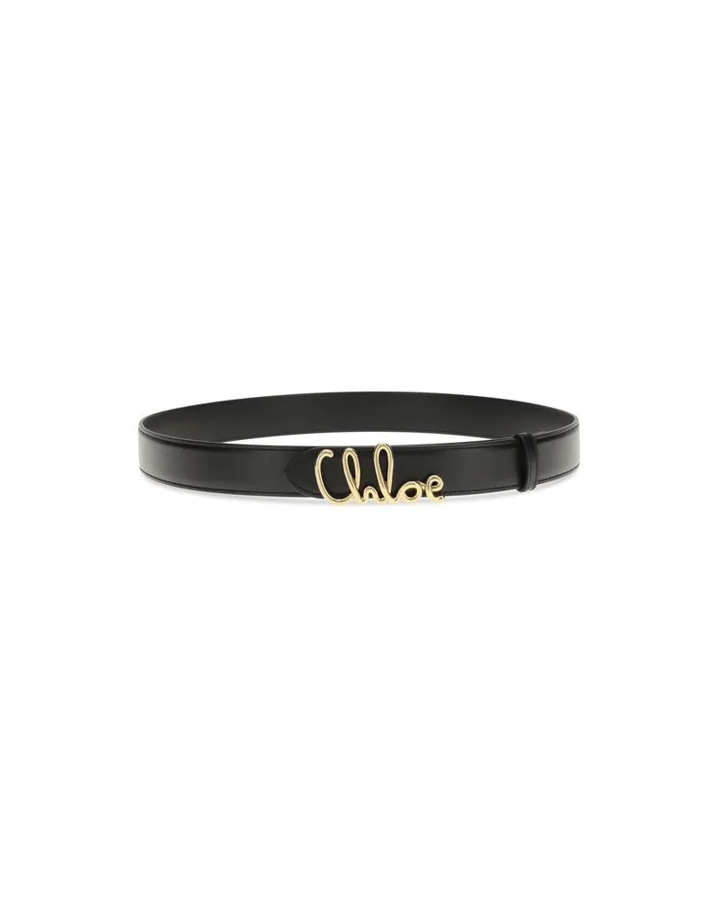 Chloé Women's Black Calf Leather Bos Taurus Belt Black