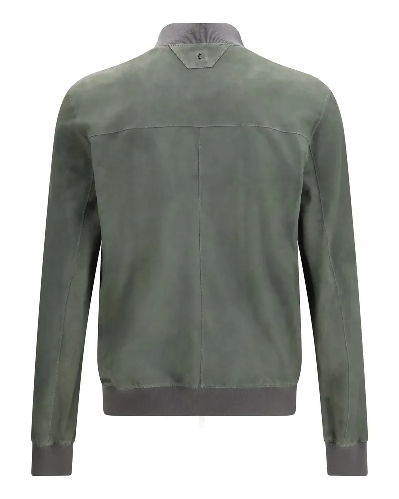 Salvatore Santoro Men's Jacket Grey Suede Calf Leather Padded & Down Gray